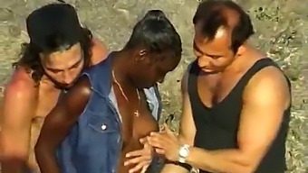 A Black Woman Was Plowed By Two White Guys In The Seaside.