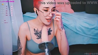 Cute Girl Takes A Dick In Her Mouth From A Fuck Machine