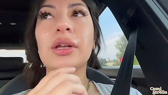 A Latina Woman Goes For A Ride With Cum On Her Face After Giving A Mind-Blowing Oral Sex To A Man!