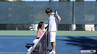 Big-Titted Babe Gives A Sloppy Blowjob To Her Tennis Coach