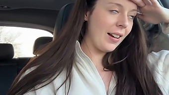 Solo Brunette Girl Achieves Orgasm With Vibrator At Tim Horton'S Drive-Thru