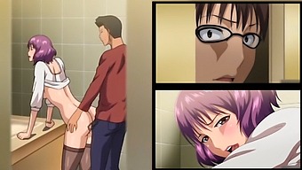 Anime Coward Gets A Front-Row View Of His Lover'S Wild Toilet Tryst