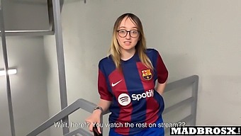 Psg Fans Take Turns With A Brown Barcelona Supporter In The Stadium Corridors!